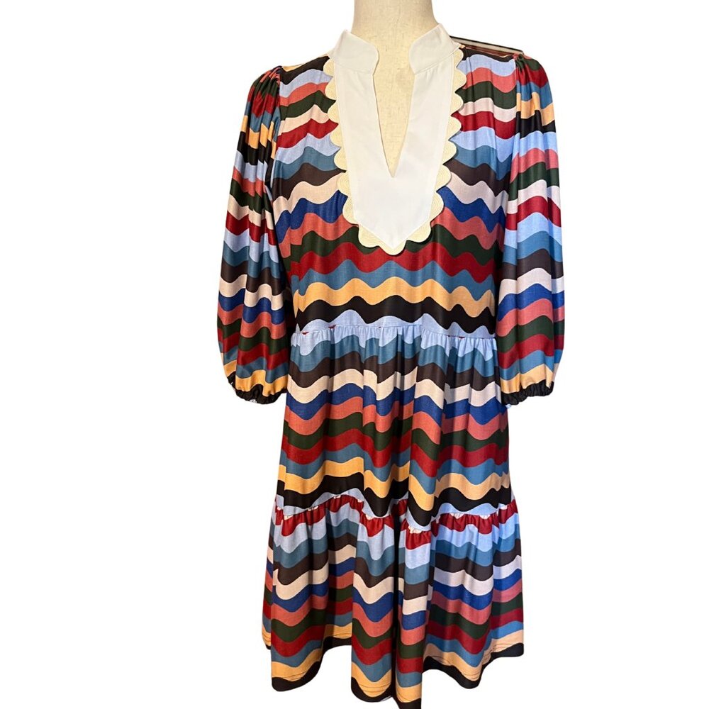 Smith & Quin Colorful Wave Pattern Dress Size Small
